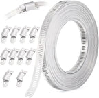 20FT Hose Clamps,304 Stainless Steel Hose Clamp Assortment Kit DIY Metal Strapping with Holes+10 Fasteners,Adjustable Worm Gear Large Hose Clamps Metal Band Screw Clamp Straps for Pipe,Duct,Tube