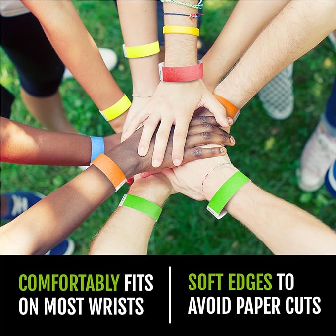 10,000 WristCo Tyvek Wristbands for Events – 5-Color Variety Pack – Tamper-Proof Design Prevents Reuse – Premium-Grade Bracelets for Hospital & Medical ID, Party, VIP Identification