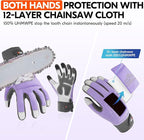 Vgo... Chainsaw Gloves,12-Layer Saw Protection on Left/Both Hand Back,Cow Leather Gloves,Touchscreen