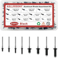 210Pcs Black 3/16'',1/8'' Pop Rivets Assortment Kit, 8 Sizes Aluminum Rivets,Aluminum blind rivets for metal Dome Head rivet kit