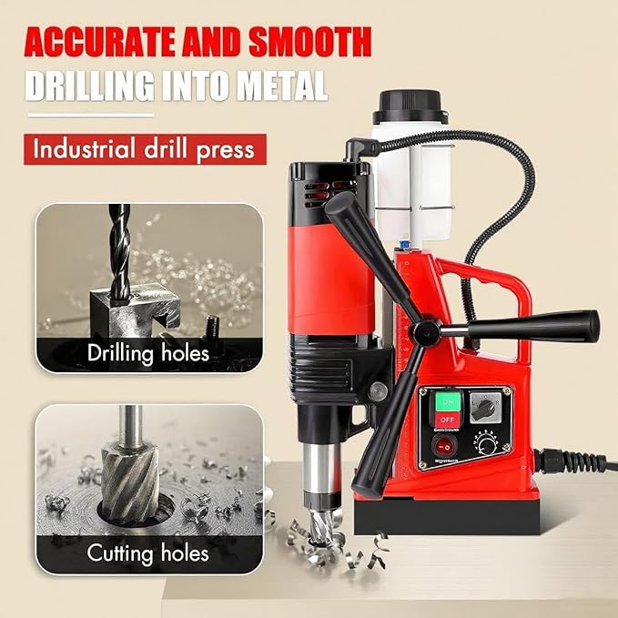 Magnetic Drill Press with 11 Coring Bits, 1300W Motor 1.6" in Boring Diameter, 2922lbf lbf Electric Portable Mag Drill Press Machine for Metal Surface, Home Improvement Industry