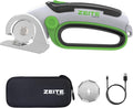 ZEITE 4V Cordless Electric Scissors Cardboard Cutter with 1 x Replace Blade,1 x Storage Box,1 x USB Rechargeable Cable Rotary Cutter for Box Plastic Carpet Cloth, Easy to Hold and Safety,Gray