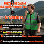 BeautyWill Custom Safety Vest Customized Logo Class 2 High Visibility Reflective Vest with Pockets Construction workwear