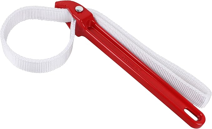 Strap Wrench/Adjustable Nylon Strap Pipe Wrenches 12" Aluminum handle Strap Opener Wrench for Dismantling Oil Filter，Nylon Strap Pipe Wrenchs for Use On Any Polished Pipe （Double nylon strap）