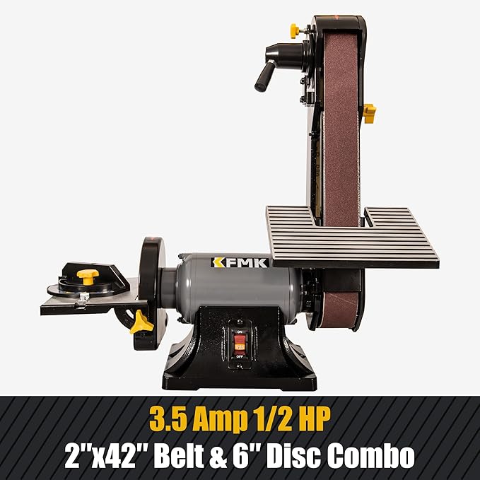 2x42 in. Belt Sander & 6" Disc Sander Combo, 3.5Amp Bench & 1/2HP Belt Sander for Woodworking, Metalworking & Knife Making, Sharpening