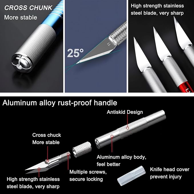 38pcs 8" Exacto Knife & Blades Set for Crafts, Utility Razor Xacto Knife, Paper Cutter(Exacto Utility Knife)