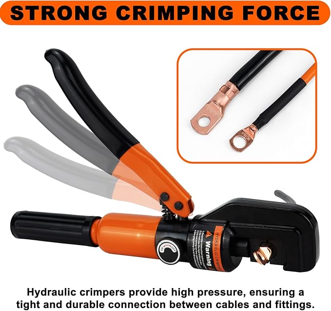 Sanuke Hydraulic Crimping Tool 10 Tons 12 AWG to 2/0 AWG, Battery Cable Lug Wire Terminal Crimper with 9 Die Sets, 1/8” Wire Rope Crimping Tool