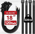 Large Zip Ties 18 Inch (120 Pack) - Heavy Duty, 220 lb Tensile Strength, Black Cable Ties, Extra Long Wire Ties, SKALON