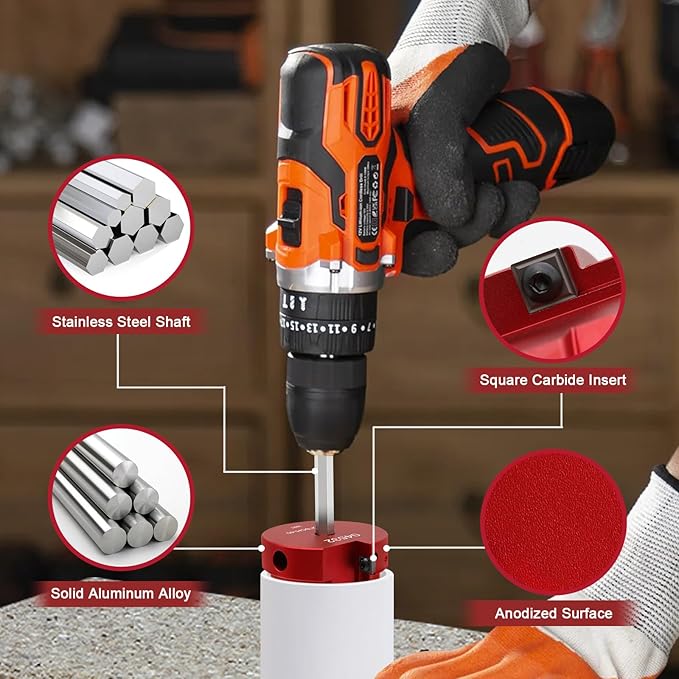 8Pcs PVC Pipe Reamer, Plastic PVC Pipe Fitting Reamer Plumbing Tools Kit Fit into Standard 1/2" Drills PVC Pipe Reamer Tool Contains PPR75, PPR100, PPR125, PPR150, PPR200, PPR250, PPR300 and PPR400