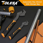 TOLESA Self Adjusting Pipe Vise Wrench, Wide Jaw 0.35"-1.7", 8” and 12” Pipe Wrench
