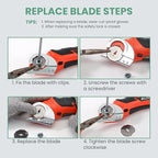 VLOXO Electric Scissors, Cordless Cardboard Cutter Power Box Cutter with Safety Lock, Multi-Cutting Tools for Cardboard, Rechargeable Mini Scissors for Plastic Leather Canvas with Storage Box Orange