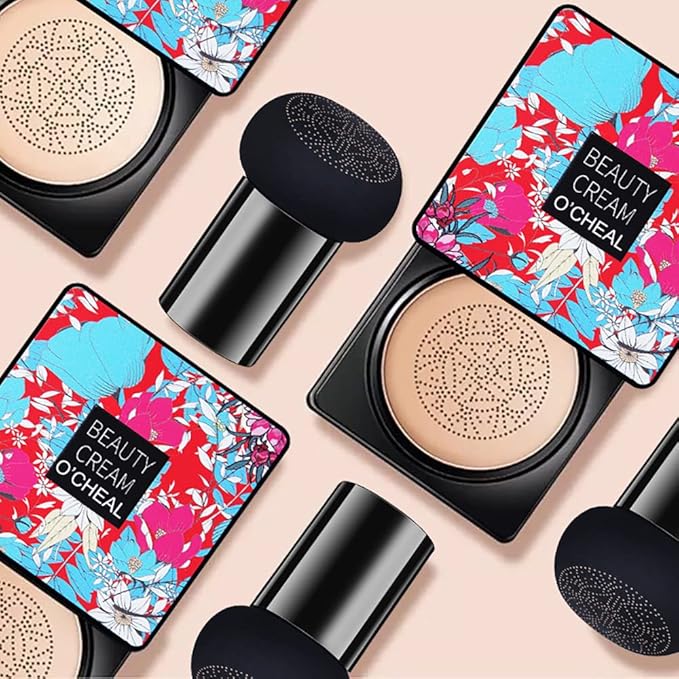 OCHEAL Mushroom Head Air Cushion BB Cream Foundation Cream for Face Makeup Concealer Cushion for Face Comestics Make Up Cushion Compact Natural-VeraVaultWomen