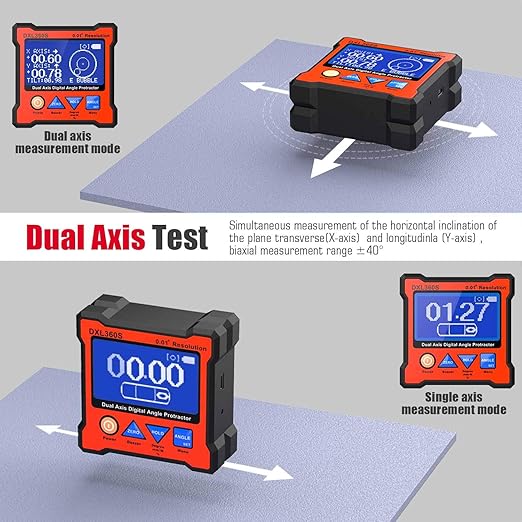 Digital Protractor DXL360S GYRO + Gravity 2 in 1 Digital LCD Protractor Inclinometer Dual Axis Level Box 0.01°Resolution