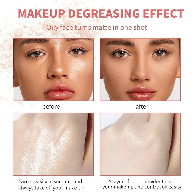 MAEPEOR Matte Setting Loose Powder 8 Colors Smooth and Lightweight Face Powder for Brightening and Setting Makeup with Face Puff (08 Snow)-VeraVaultWomen