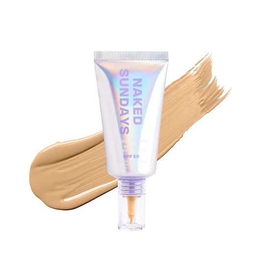 Naked Sundays BeautyScreen™ SPF 50 Mineral Peptide Foundation Tint – 2-in-1 Skin Tint & Mineral Sunscreen | Radiant, Buildable Coverage, Acne-Safe, Infused with Peptides (3 Warm Honey, 1.01 oz)-VeraVaultWomen
