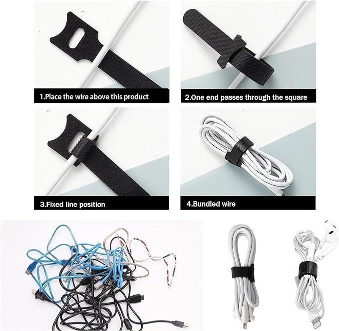 60 Pieces Cable Labels & Reusable Hook and Loop Fastening Ties Set - 30 Pieces Cord or Wire Labels & 30 Pieces Labels for Electronic Cords, Home & Office Cord Management