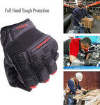 HANDLANDY Mens Work Gloves Touch screen, Utility Mechanic Gloves, Flexible Breathable Fit- Padded Knuckles & Palm