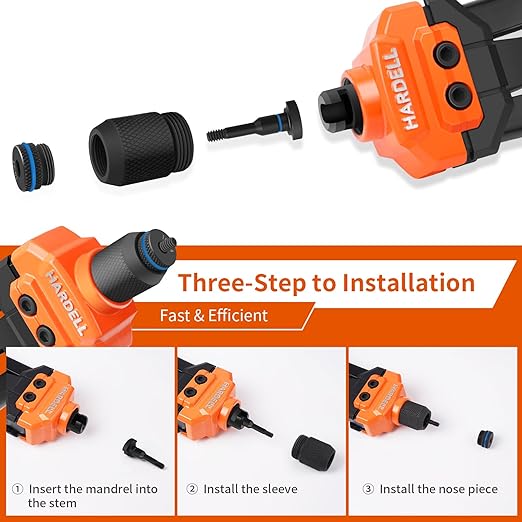 HARDELL Rivet Nut Tool, 14" Rivnut Tool with 100 Pcs Rivet Nuts and 7 Metric & Inch Mandrels M6 M8 M10, 1/4-20, 5/16-18, 3/8-16, 10-24 and Rugged Carrying Case