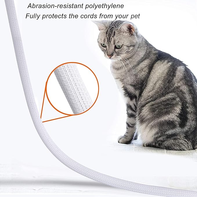 CrocSee 10ft - 1/4 inch Braided Cable Management Sleeve Cord Protector - Self-Wrapping Split Wire Loom for TV/Computer/Home Theater/Engine Bay - White