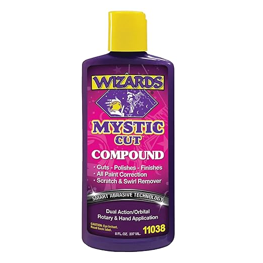 Wizards Mystic Cut Smart Abrasive for Auto Detailing Supplies - No Mess Scratch Remover for Vehicles - Water Based Cutting Compound - Removes Swirls, Defects, Fading, Water Spots - 8 oz