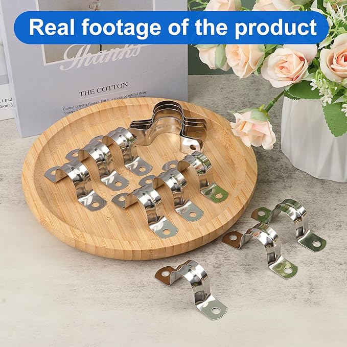 300 PCS 7/8 Inch Stainless Steel Rigid Pipe Strap, M22 Conduit Clamps, U Bracket Mounting Clamps with Two Hole, U Tube Pipe Clamp for Chemical Industry, Commercial