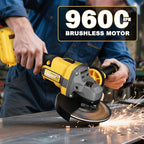 Cordless Angle Grinder Compatible with Dewalt 20V MAX Battery, 9600RPM Brushless Metal Grinder Tool, 4-1/2 Inch, w/4.0Ah Battery, Kickback Brake, 3 Vairable Speed, Slide Switch, Auxiliary Handle