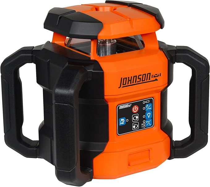 Johnson Level & Tool JRT300-RDHV-K Self-Leveling Red Dual Slope Rotary Laser Kit, 4,000FT Range, Hard-shell Carry Case, Lithium Ion Batteries, Magnetic Target, Laser Detector, Remote Control