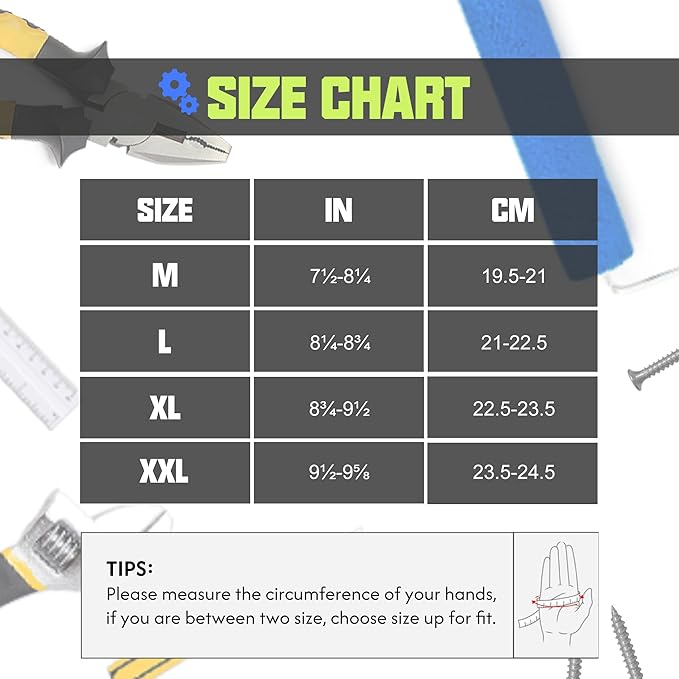 HANDLANDY Work Gloves for Men & Women, Utility Mechanic Working Gloves Touch Screen, Flexible Yard Work Gloves