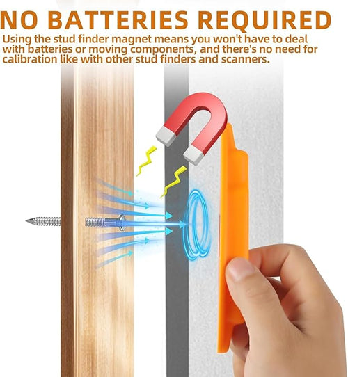 (4-Pack) Calvana Magnetic Stud Finder Wall Scanner, Stud Finder Magnet, Wall Detector Scanner, Compatible with All Drywall Construction, No Batteries Required, Wall-Friendly Construction，Easy to Use