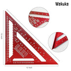 Carpenter Square 12-inch Layout Tool Alloy Metal Triangle Ruler Protractor,RED(MER)