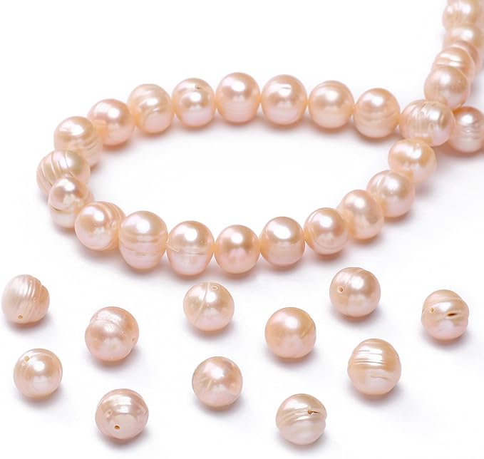 Natural Pearl Beads Potato 9-10mm Pink Freshwater Cultured Loose Gemstone Beads for DIY Jewelry Making 13.8''/Strand HQ