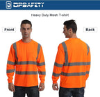 High Visibility Class 3 T Shirts，Hi Vis Safety Shirts with Reflective Strips and Pocket, Long Sleeve Quick Dry Mesh Construction Work Shirt for Men/Women Orange,Small