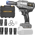 Cordless Impact Wrench 1/2 inch for Dewalt Battery 900FT-LBS with 6 Sockets and Durable Toolbox Brushless Impact Gun Includes LED Work Light (950Ft-lbs Wrench with 6 Sockets)