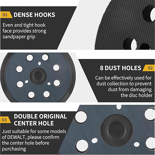 1 Pack 5" 8 Hole Hook & Loop Replacement Sander Pads Compatible with Makita Orbital Sander BO5010 BO5030K BO5031K BO5041K, Replacement Parts #743081-8/743051-7 (3 Screw Holes Sander Pads