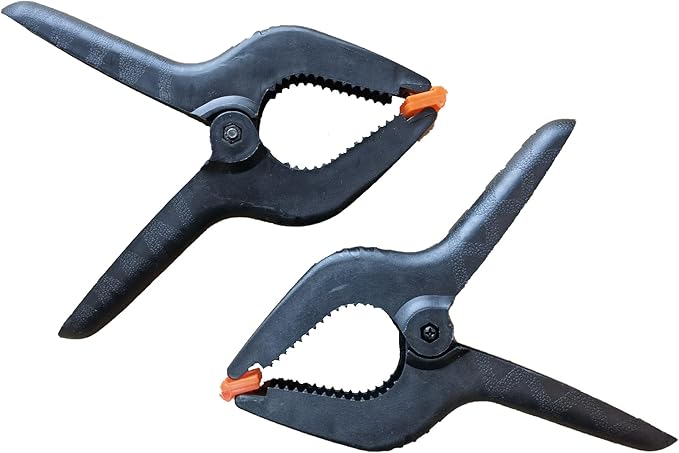 ONDY 2 Pack Of 9” Large Spring Clamps Heavy Duty Nylon Muslin Woodworking Clamps Photo Studio Backdrops Backgrounds Clamps Set, the Jaws Have a Maximum Opening of 4"