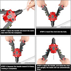 Rivet Gun Kit, Pop Rivet Gun Tool with 400 Rivets & 5 Nosepieces, 80 Pcs Aluminum Rivets for Each Rivet Head Size, 9.5'' Heavy Duty Manual Two-Handed Riveter Tool for Metal, Leather and Plastic, IM20