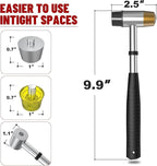 Small Brass Hammer with 4 Interchangeable 1-Inch Heads: Brass, Nylon, Aluminum, Rubber, Hammer Mallet for Jewelry, DIY Projects and More