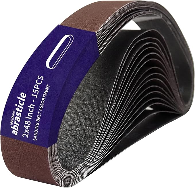 15 Pcs 2 x 48 Inch Assorted Aluminum Oxide Sanding Belt - 80/120/150/240/400 Grit