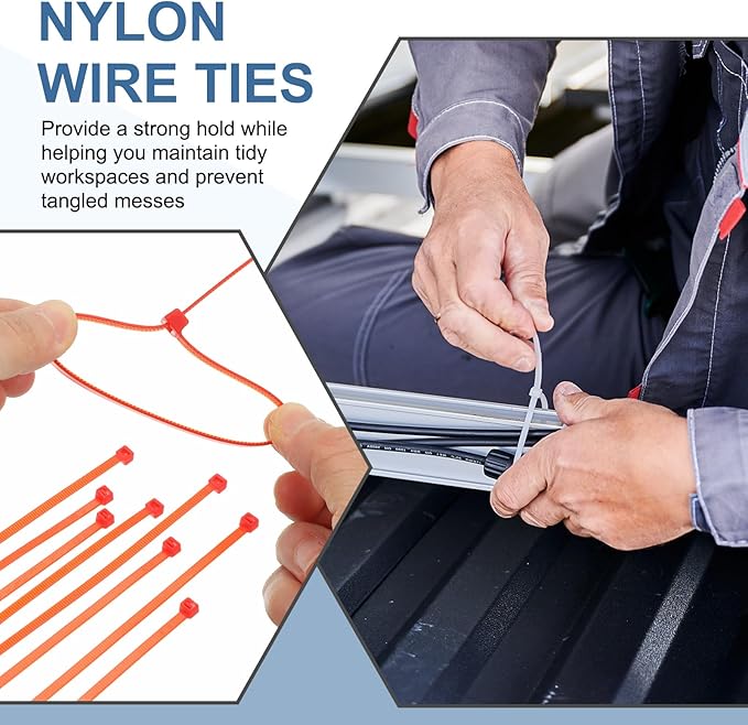 PATIKIL Cable Zip Ties 12 Inch, 100 Pcs Self-Locking Nylon Wire Tie Wraps Heavy Duty Cord Management with 50 lbs Tensile Strength for Indoor and Outdoor, Red (0.2" W)