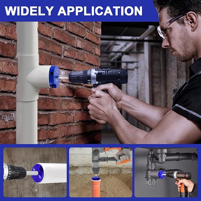 6Pcs PVC Pipe Reamer Kit With 3/4inch, 1inch,1-1/2inch, 2inch, 3inch, 4inch Head Aluminum, PVC Fitting Saver, PVC Socket Saver For SCH40, ABS, CPVC, Fit for Standard 1/2" Drill