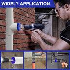 6Pcs PVC Pipe Reamer Kit With 3/4inch, 1inch,1-1/2inch, 2inch, 3inch, 4inch Head Aluminum, PVC Fitting Saver, PVC Socket Saver For SCH40, ABS, CPVC, Fit for Standard 1/2" Drill