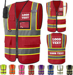 Custom Safety Vest Logo High Visibility Work Vests for Men Customize Hi Vis Reflective Construction Workwear