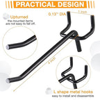 Shimeyao 100 Pcs Peg Board Shelving Hooks Stainless Steel Hanging Board Pegs Wall Display Hooks Bulk for 1/8 1/4 Garage Storage Organizer Accessories(4 Inch,Black)