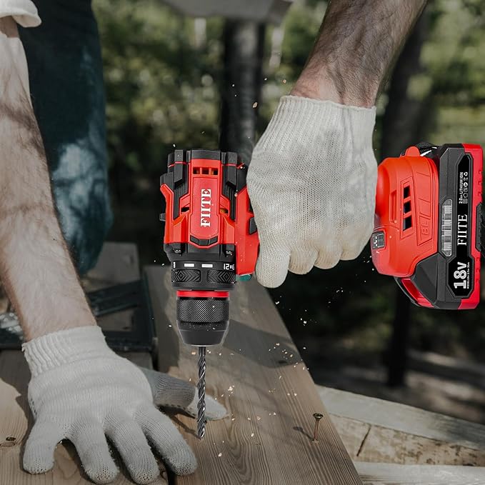 Power Drill, Cordless Drill with 2 × 2.0Ah Batteries, 3/8 inch Cordless Drills, 45Nm Small Drills Cordless, electric drill&LED Light, power drill cordless for Drilling and Tightening/Loosening Screws