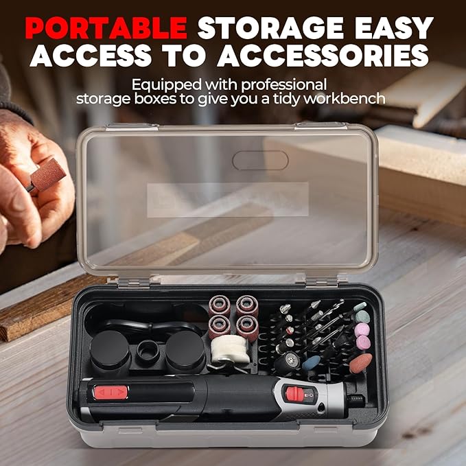 PHALANX Cordless Rotary Tool Kit, 4V 4000mAh Battery, 80 Accessories, 9 Speed Settings, 28000 RPM Max, Type-C Charging (PRT-Black)