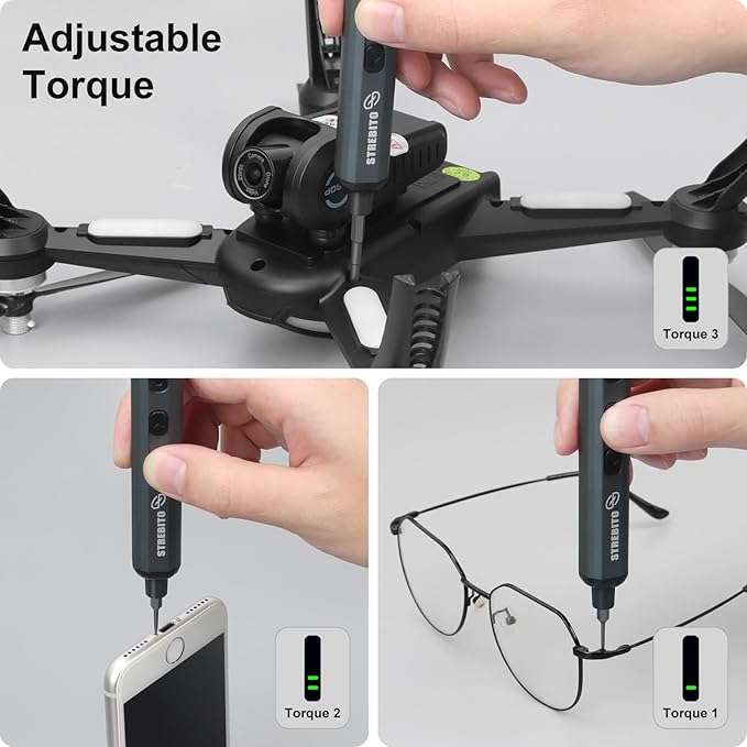 STREBITO Mini Electric Screwdriver Set, 70 in 1 Small Electric Screwdriver Cordless - 64 S2 Preicison Bits, 5 Torque Settings, 4 LED Lights, Mini Power Screwdriver Repair Tool Kit for PC RC Electronic