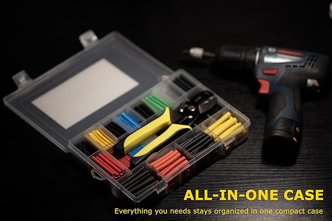 Ginsco 670 pcs 2:1 Heat Shrink Tubing Kit with Wire Stripper Cutter, 6 Colors 13 Sizes 20 Types Assorted Sleeving Tube Wrap Cable Kit, Electrical Heat Shrink Tubes for DIY Home Automotive Industrial
