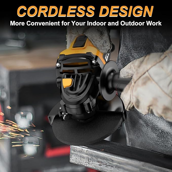 Cordless Angle Grinder Compatible with DEWALT 20V MAX Battery, 4-1/2 Inch Power Grinder Tool, 9500RPM Electric Angle Grinder with Handle, TOOL ONLY