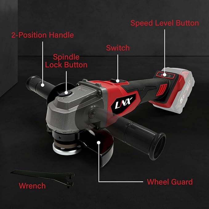 Cordless Angle Grinder for Milwaukee M18 Battery, 4-1/2" Brushless Grinder with 3 Variable Speed up to 8500 RPM Battery Powered Angle Grinder for Cutting, Grinding, Polishing (Tools Only)