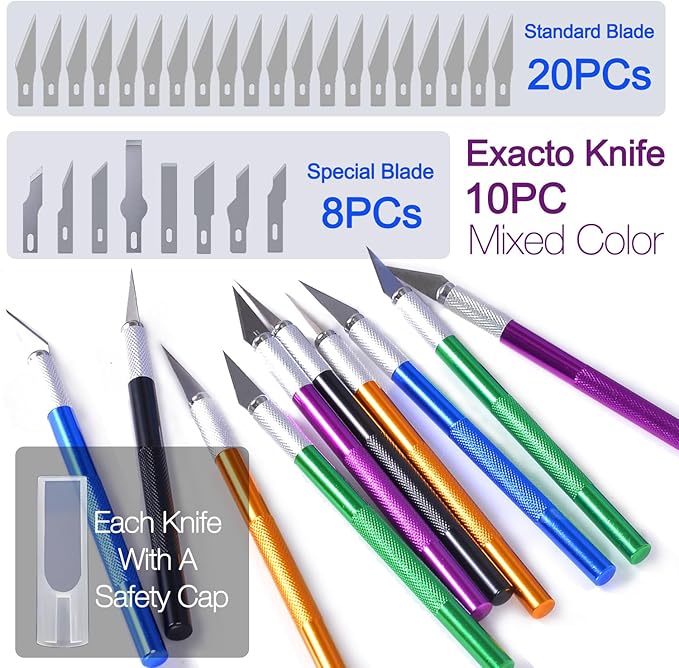 38pcs 8" Exacto Knife & Blades Set for Crafts, Utility Razor Xacto Knife, Paper Cutter(Exacto Utility Knife)
